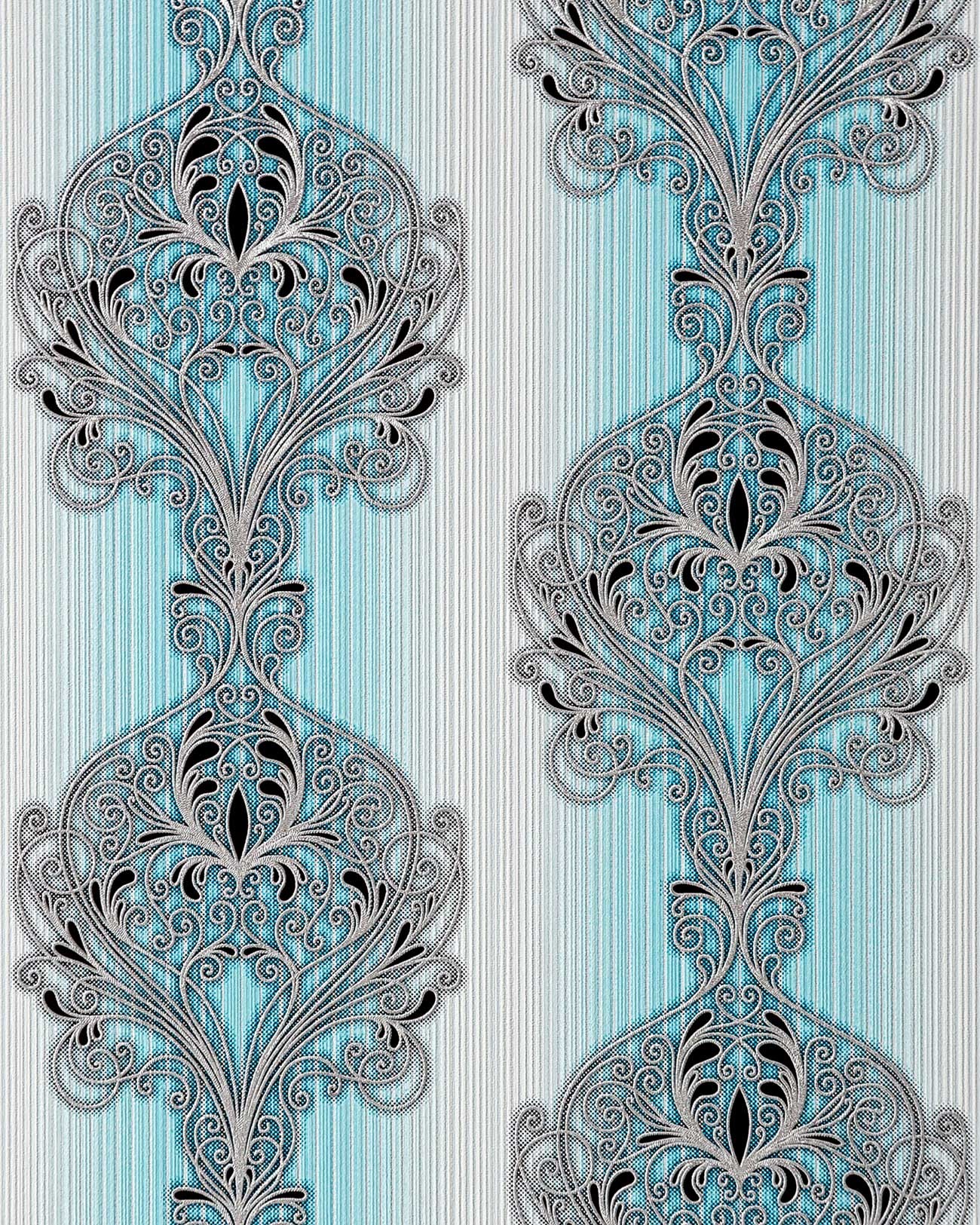 Barock Tapete T?rkis Wei? : Turquoise Silver and Black Wallpaper Barock Tapete T?rkis Wei? : Turquoise Silver and Black Wallpaper